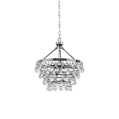 Elegant Tiered Crystal Chandelier with Adjustable Height & LED Lights