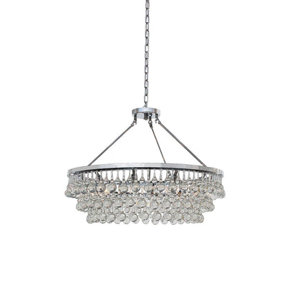 Elegant Tiered Crystal Chandelier with Adjustable Height & LED Lights