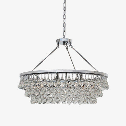 Elegant Tiered Crystal Chandelier with Adjustable Height & LED Lights