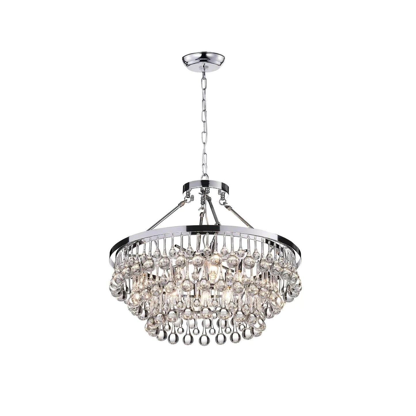 Elegant Tiered Crystal Chandelier with Adjustable Height & LED Lights