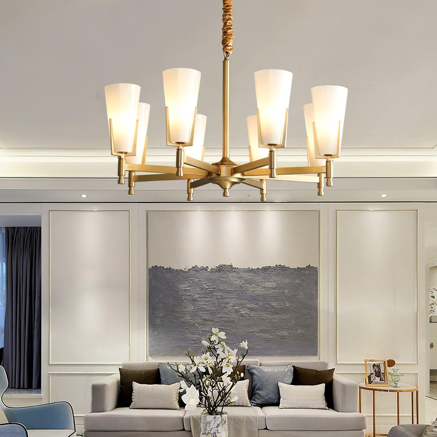 Upton Chandelier - Elegant Design with Adjustable Height & Crystal Acc