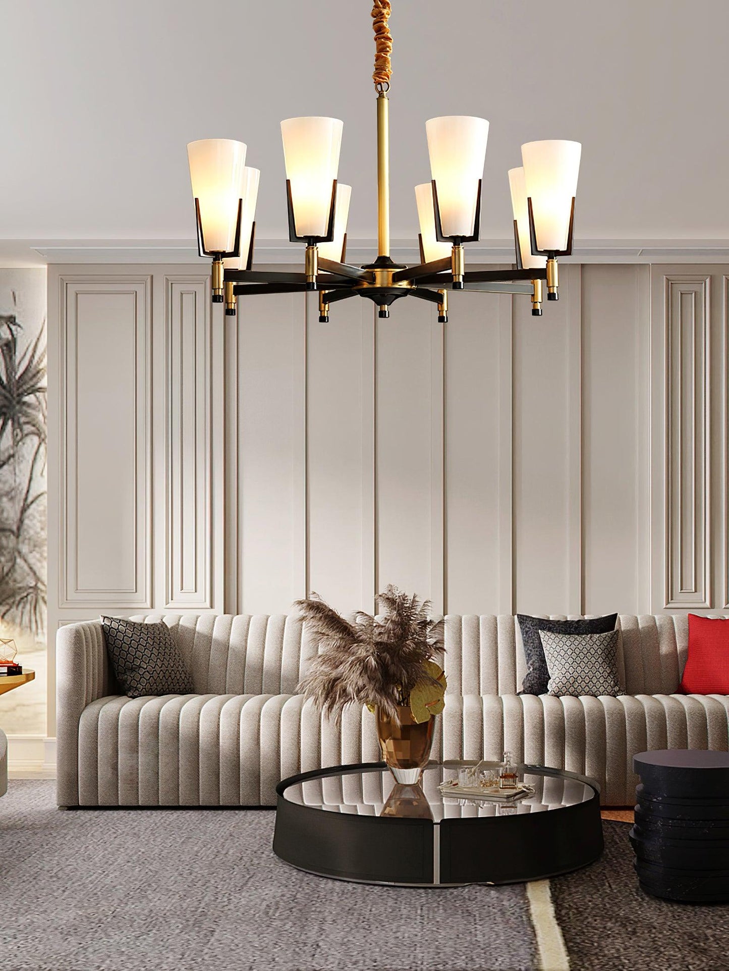 Upton Chandelier - Elegant Design with Adjustable Height & Crystal Acc