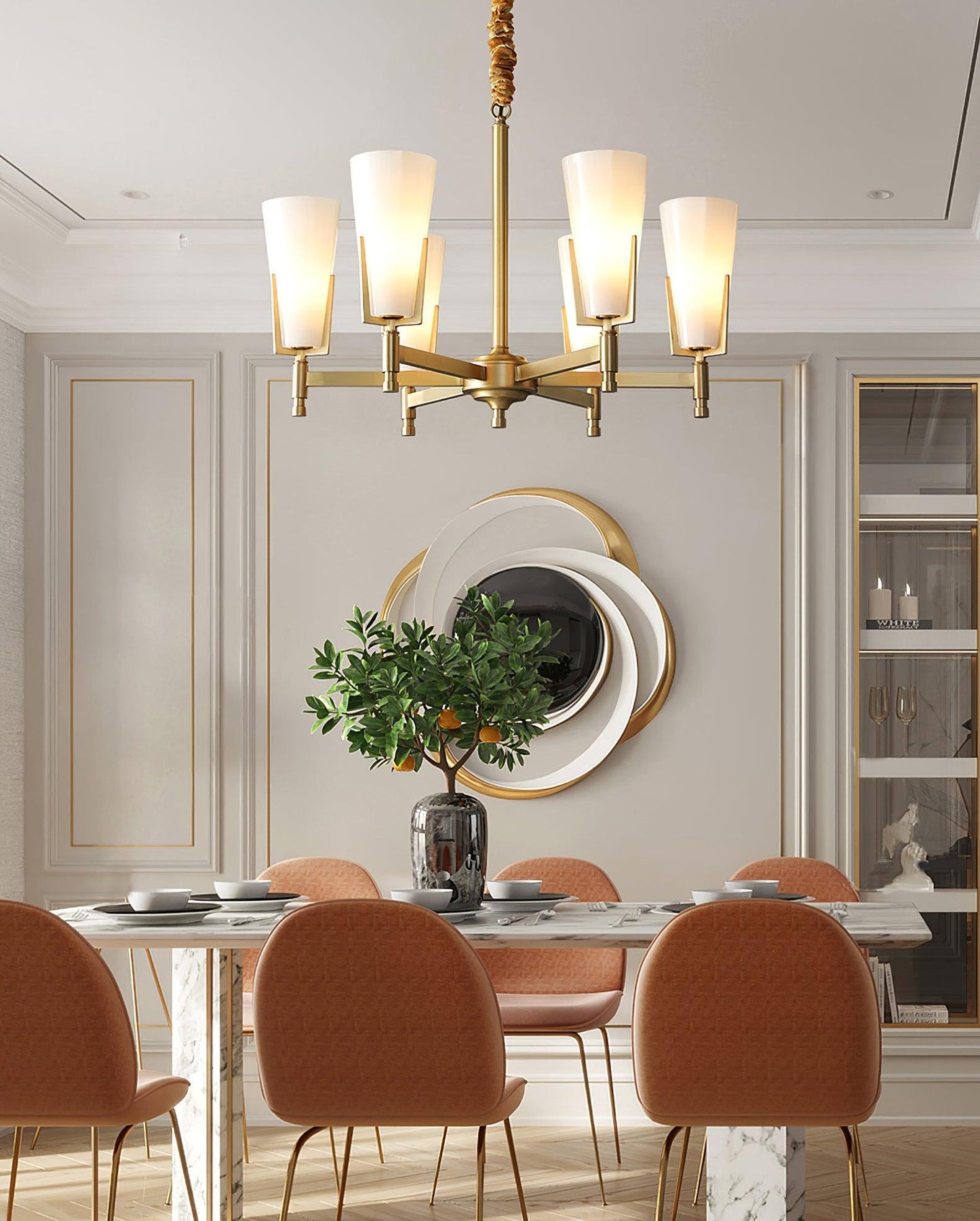 Upton Chandelier - Elegant Design with Adjustable Height & Crystal Acc