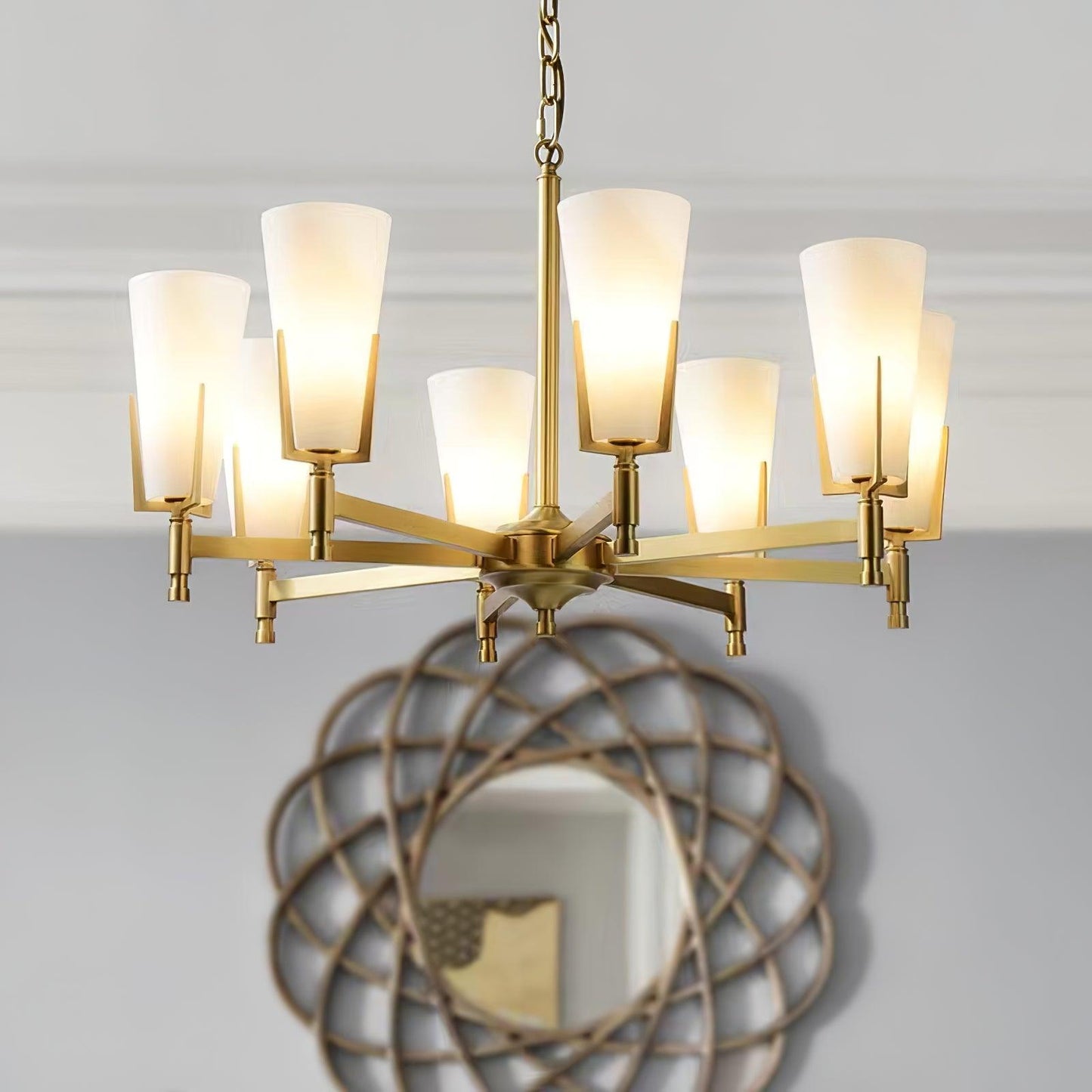 Upton Chandelier - Elegant Design with Adjustable Height & Crystal Acc