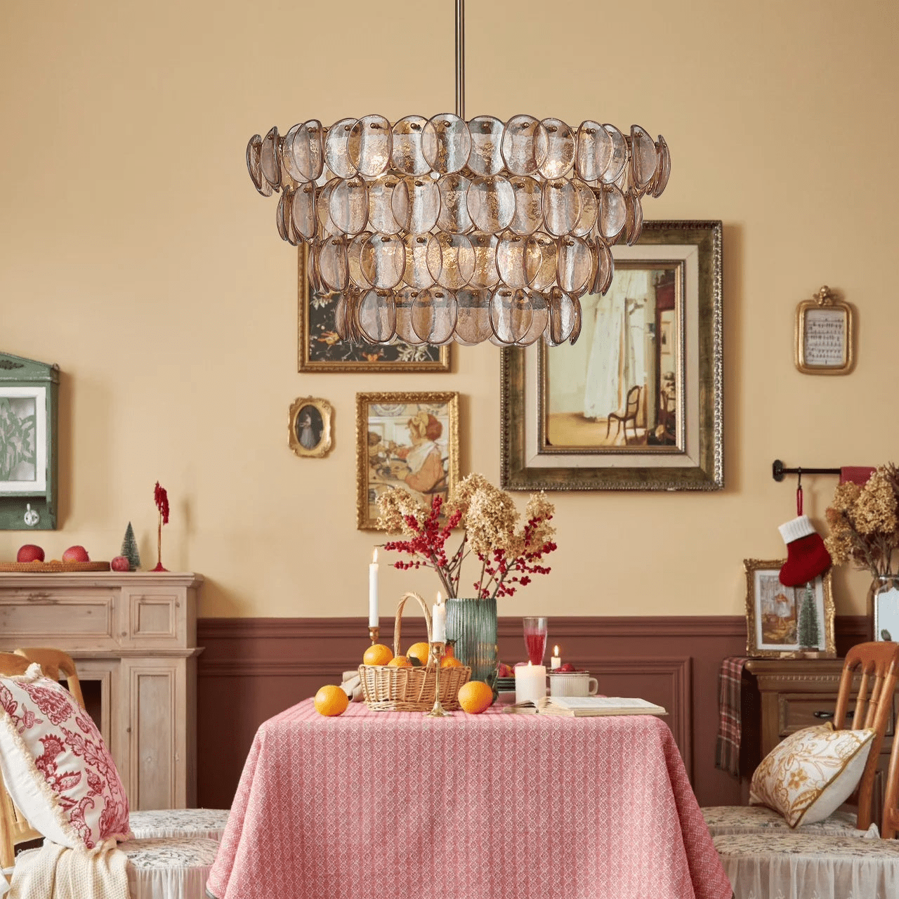 Uroko Chandelier - Elegant LED Lighting with Adjustable Brightness