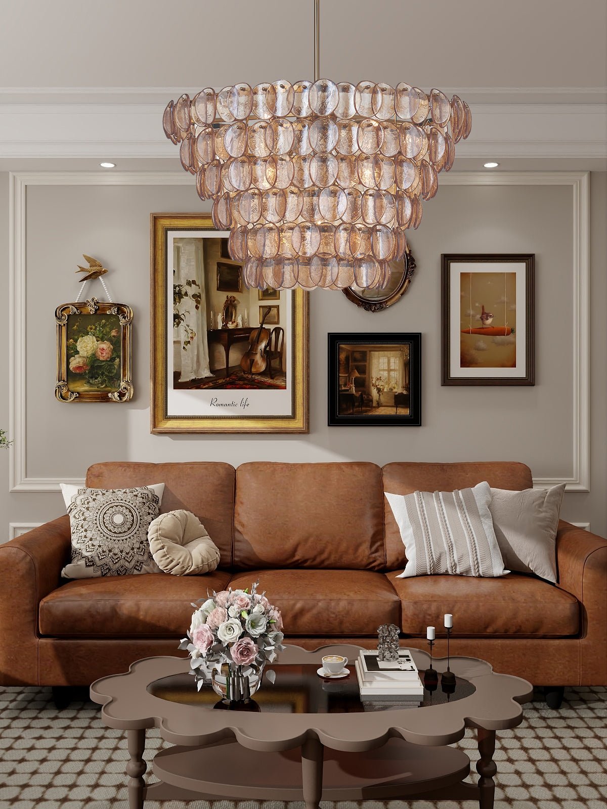 Uroko Large Chandelier - Elegant Design with Adjustable Height & LED C