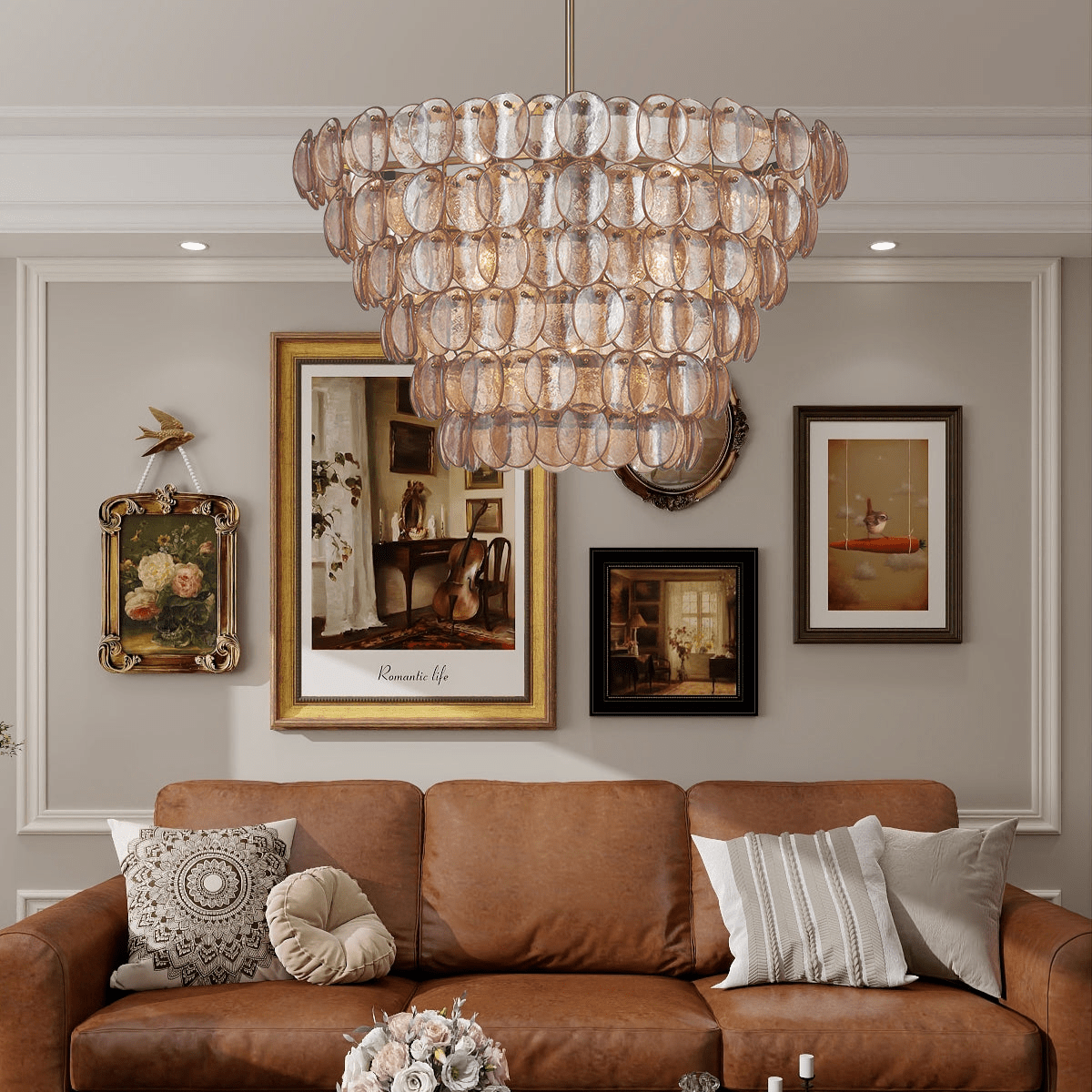 Uroko Large Chandelier - Elegant Design with Adjustable Height & LED C