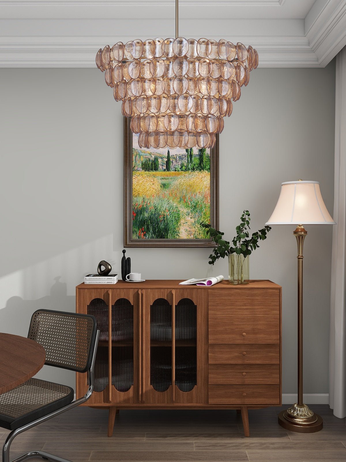 Uroko Large Chandelier - Elegant Design with Adjustable Height & LED C