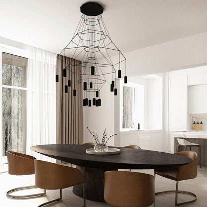 Elegant Lattice Chandelier with Adjustable Height and Crystal Accents