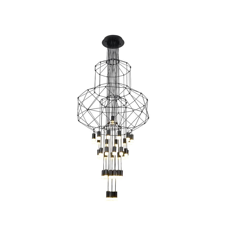 Elegant Lattice Chandelier with Adjustable Height and Crystal Accents