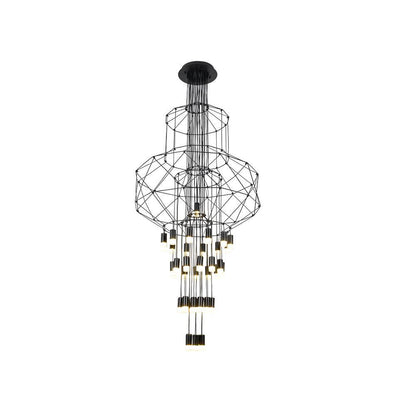 Elegant Lattice Chandelier with Adjustable Height and Crystal Accents