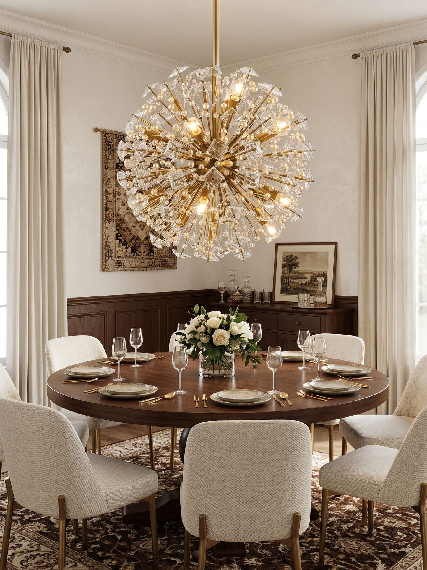 Dickinson Chandelier - Elegant Crystal Design with Adjustable Height