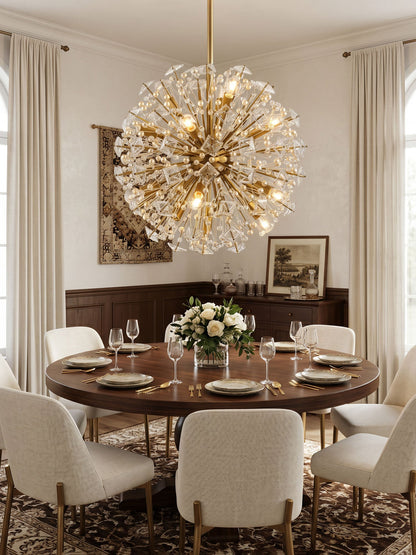 Dickinson Chandelier - Elegant Crystal Design with Adjustable Height