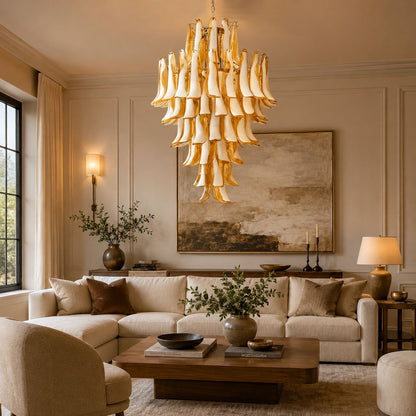 Dravina Glass Petals Pendant Lamp - Modern Design, Adjustable Height