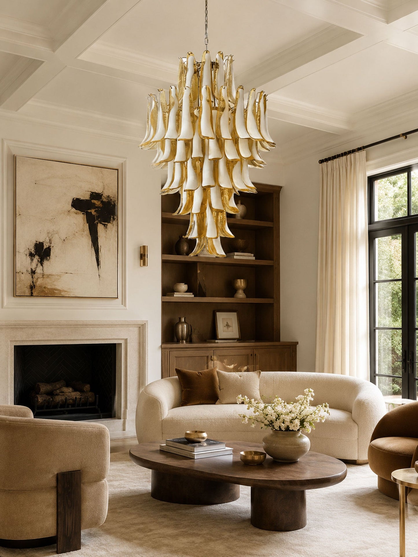 Dravina Glass Petals Pendant Lamp - Modern Design, Adjustable Height