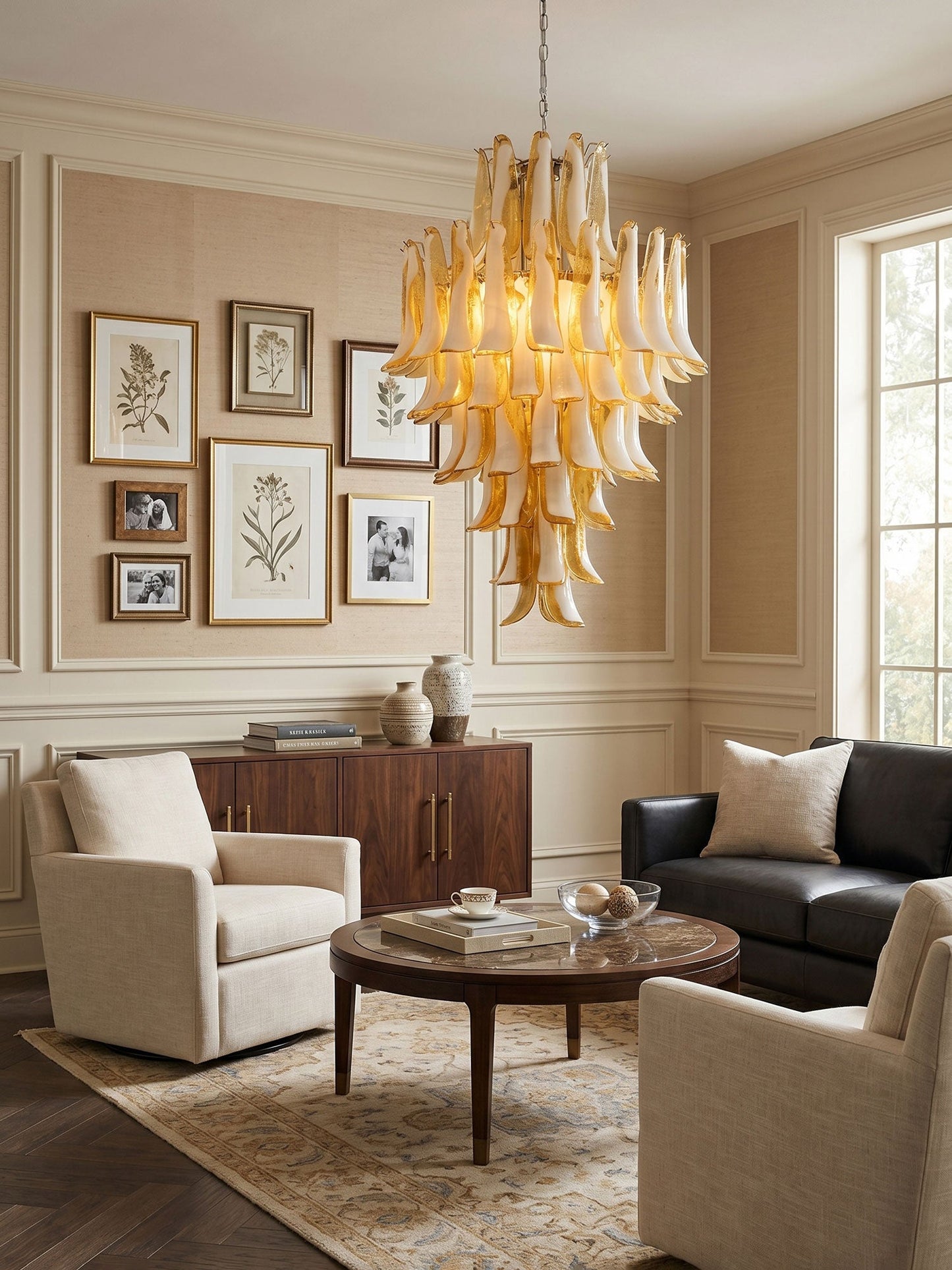 Dravina Glass Petals Pendant Lamp - Modern Design, Adjustable Height