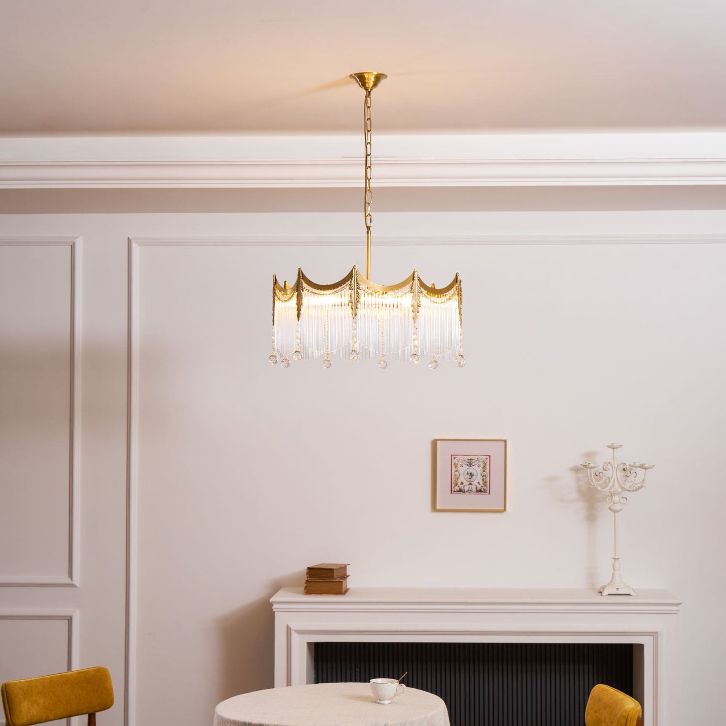 Elegant Vacarro Chandelier with Dimmable LED Lights and Crystal Accent