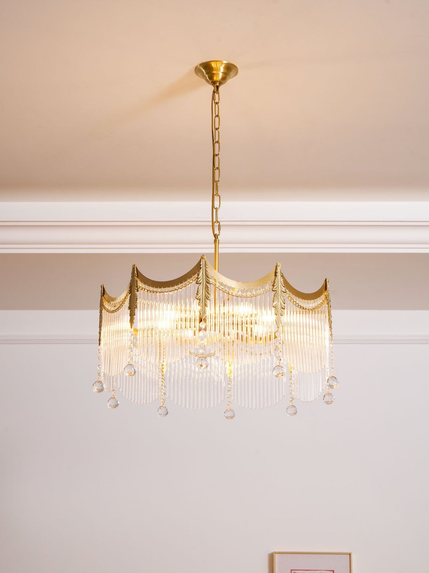 Elegant Vacarro Chandelier with Dimmable LED Lights and Crystal Accent
