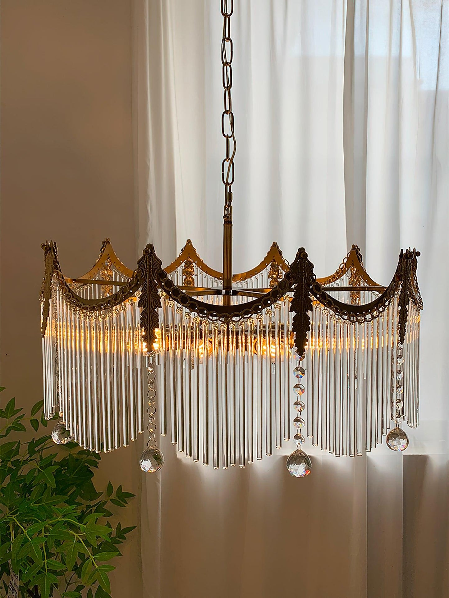 Elegant Vacarro Chandelier with Dimmable LED Lights and Crystal Accent