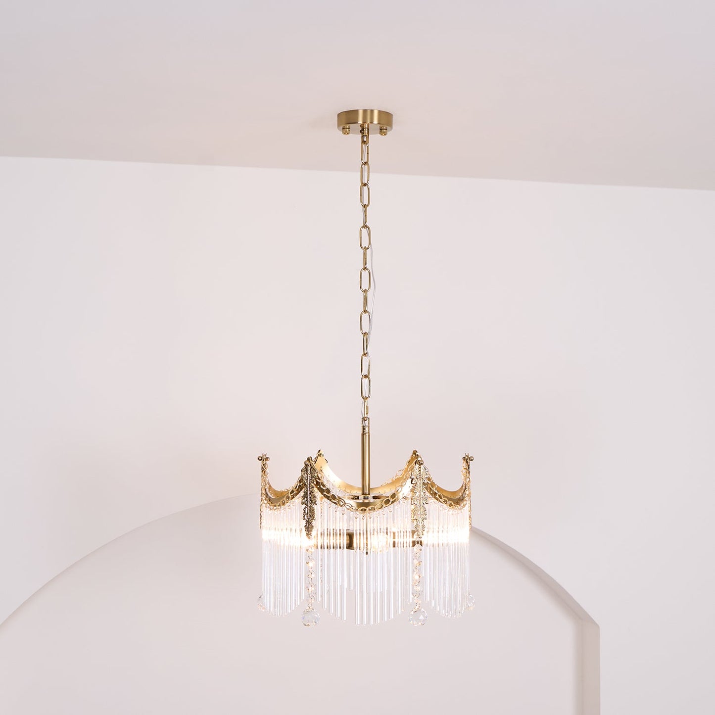 Elegant Vacarro Chandelier with Dimmable LED Lights and Crystal Accent