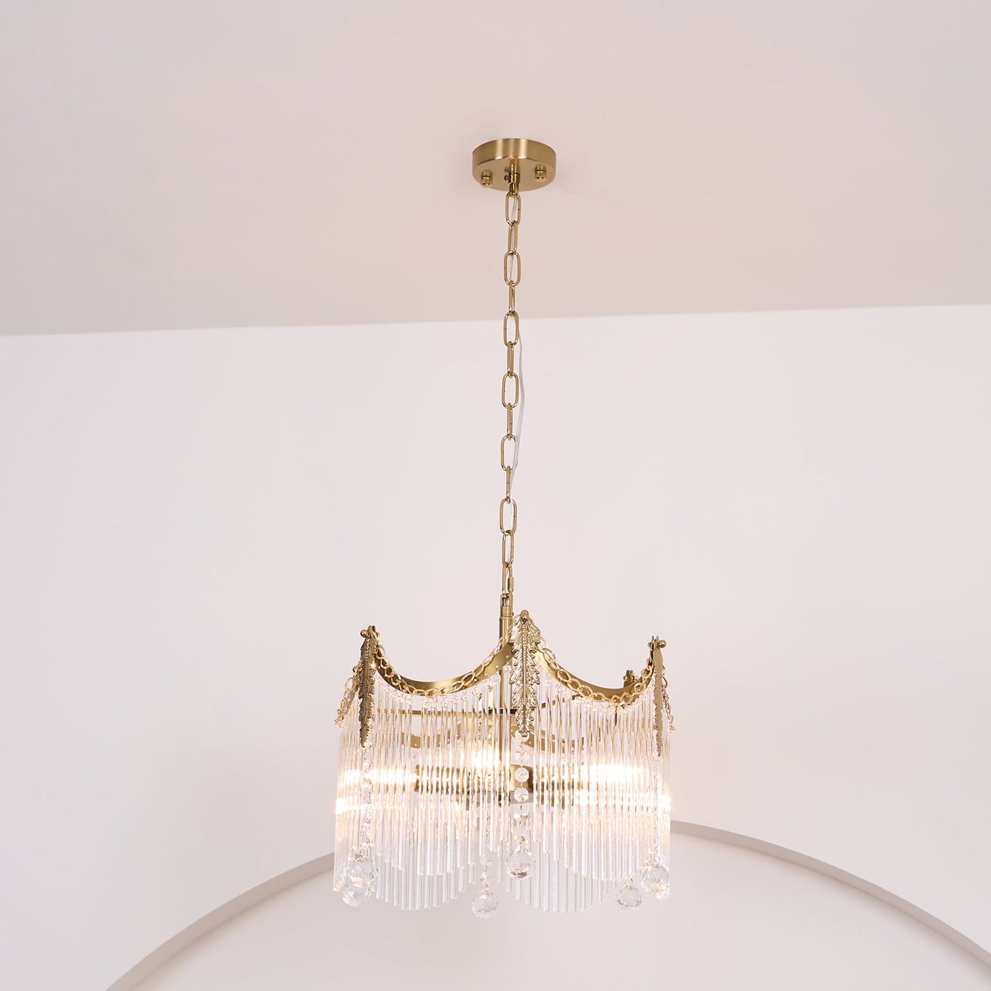 Elegant Vacarro Chandelier with Dimmable LED Lights and Crystal Accent