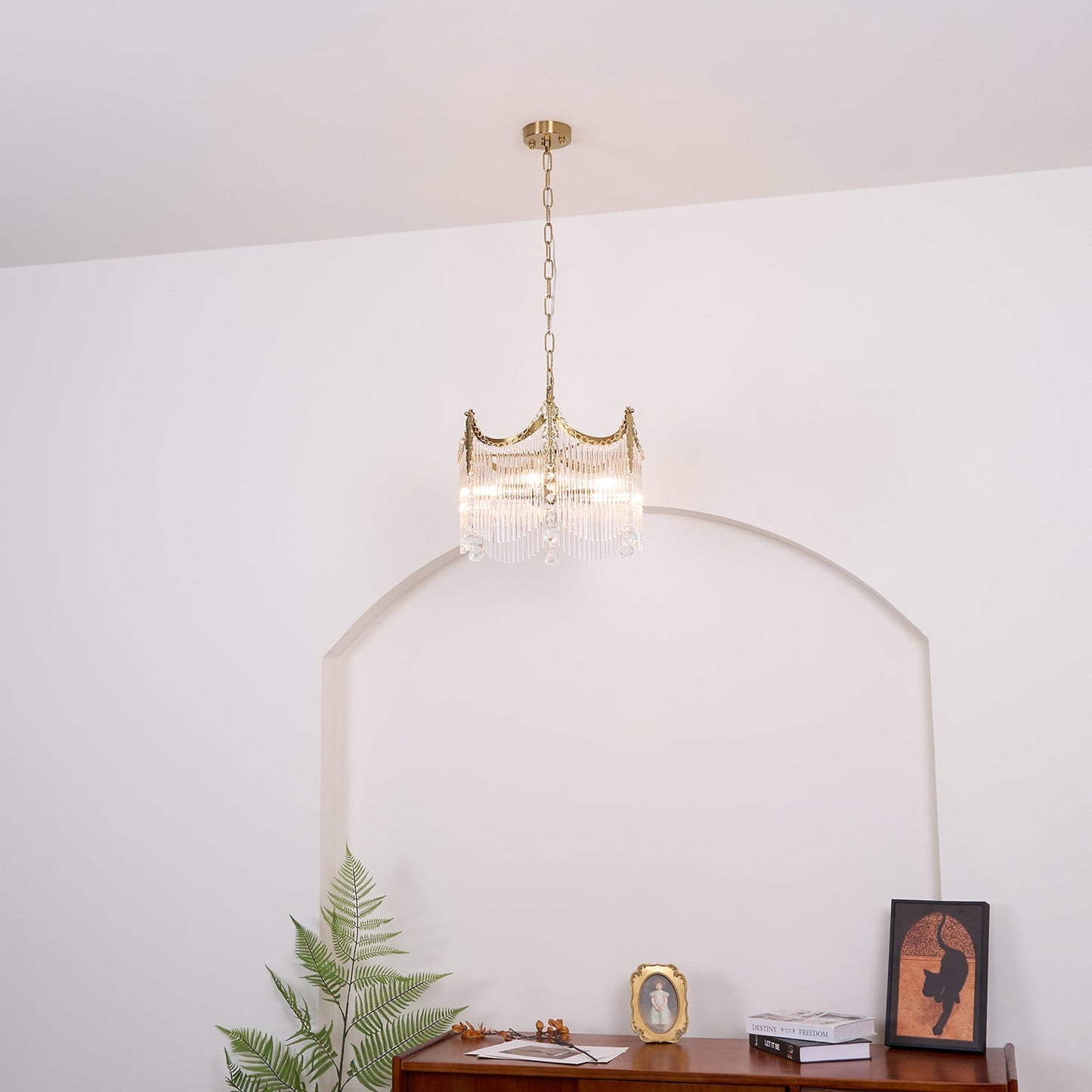 Elegant Vacarro Chandelier with Dimmable LED Lights and Crystal Accent