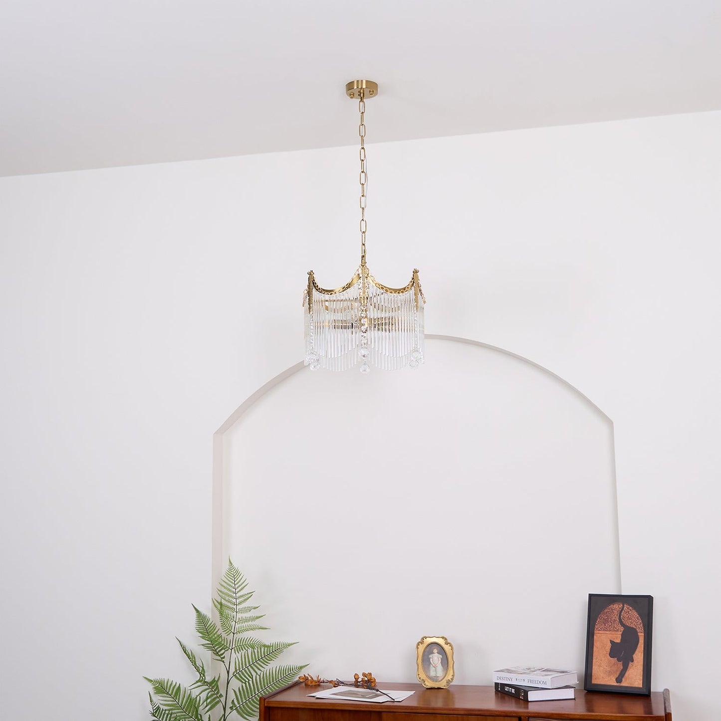 Elegant Vacarro Chandelier with Dimmable LED Lights and Crystal Accent