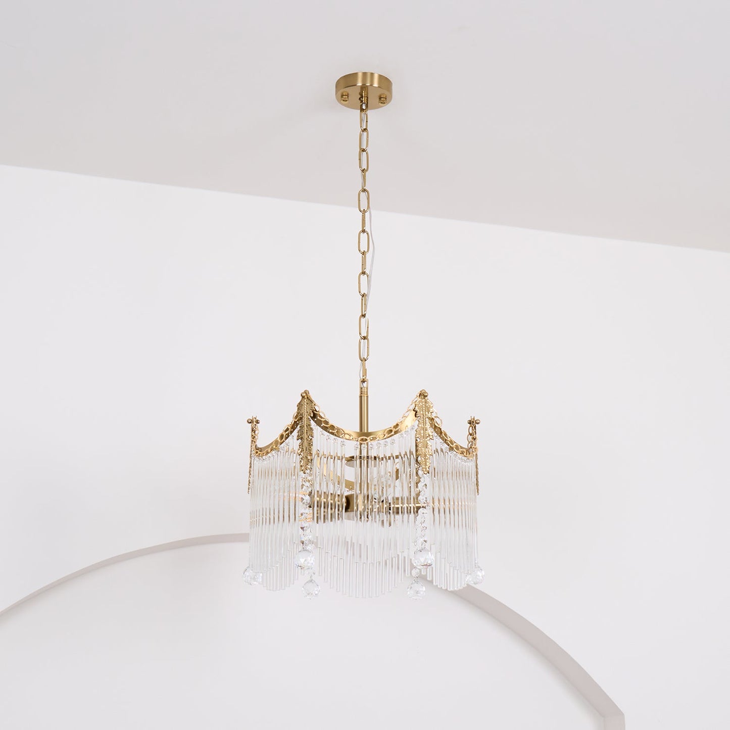 Elegant Vacarro Chandelier with Dimmable LED Lights and Crystal Accent