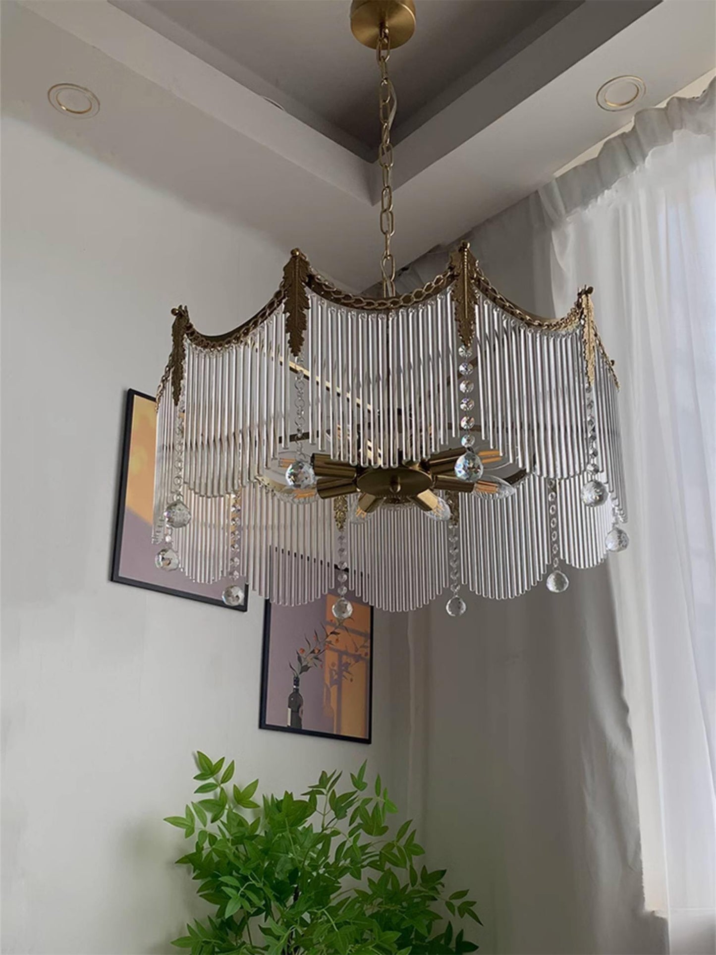 Elegant Vacarro Chandelier with Dimmable LED Lights and Crystal Accent