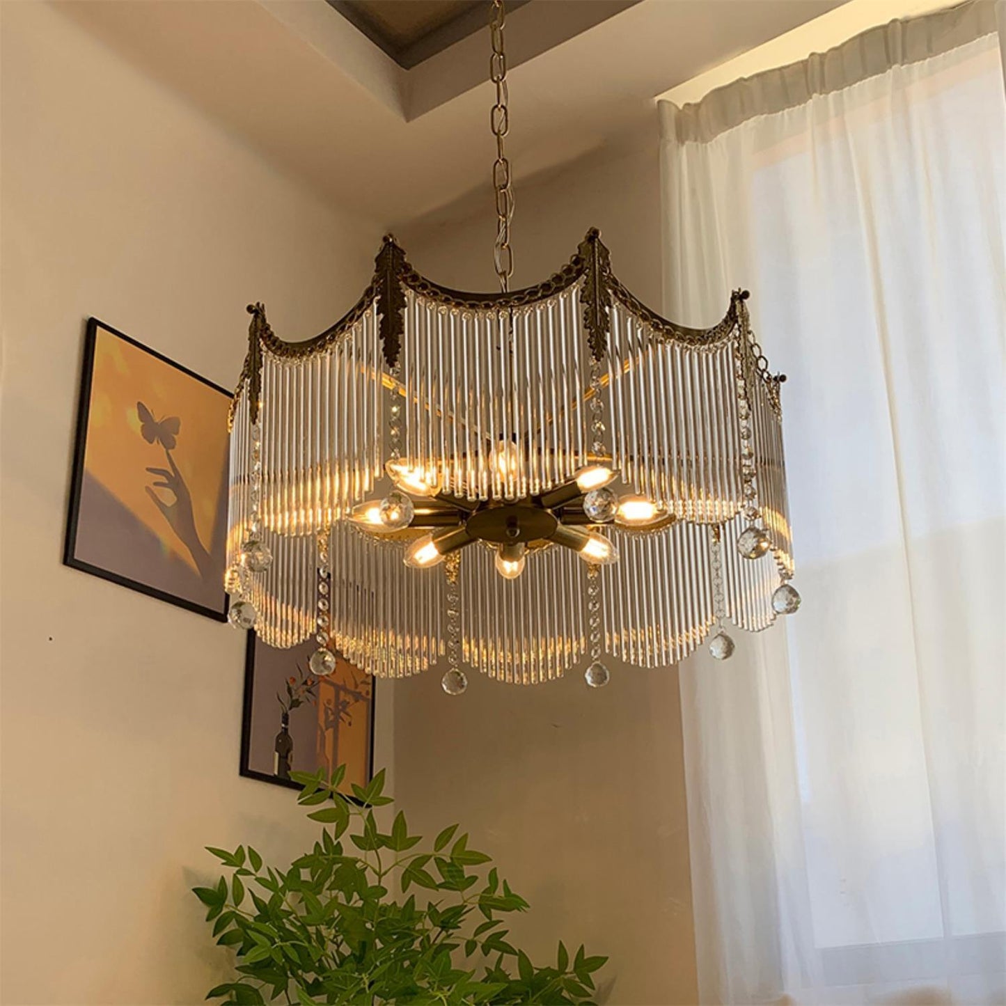 Elegant Vacarro Chandelier with Dimmable LED Lights and Crystal Accent
