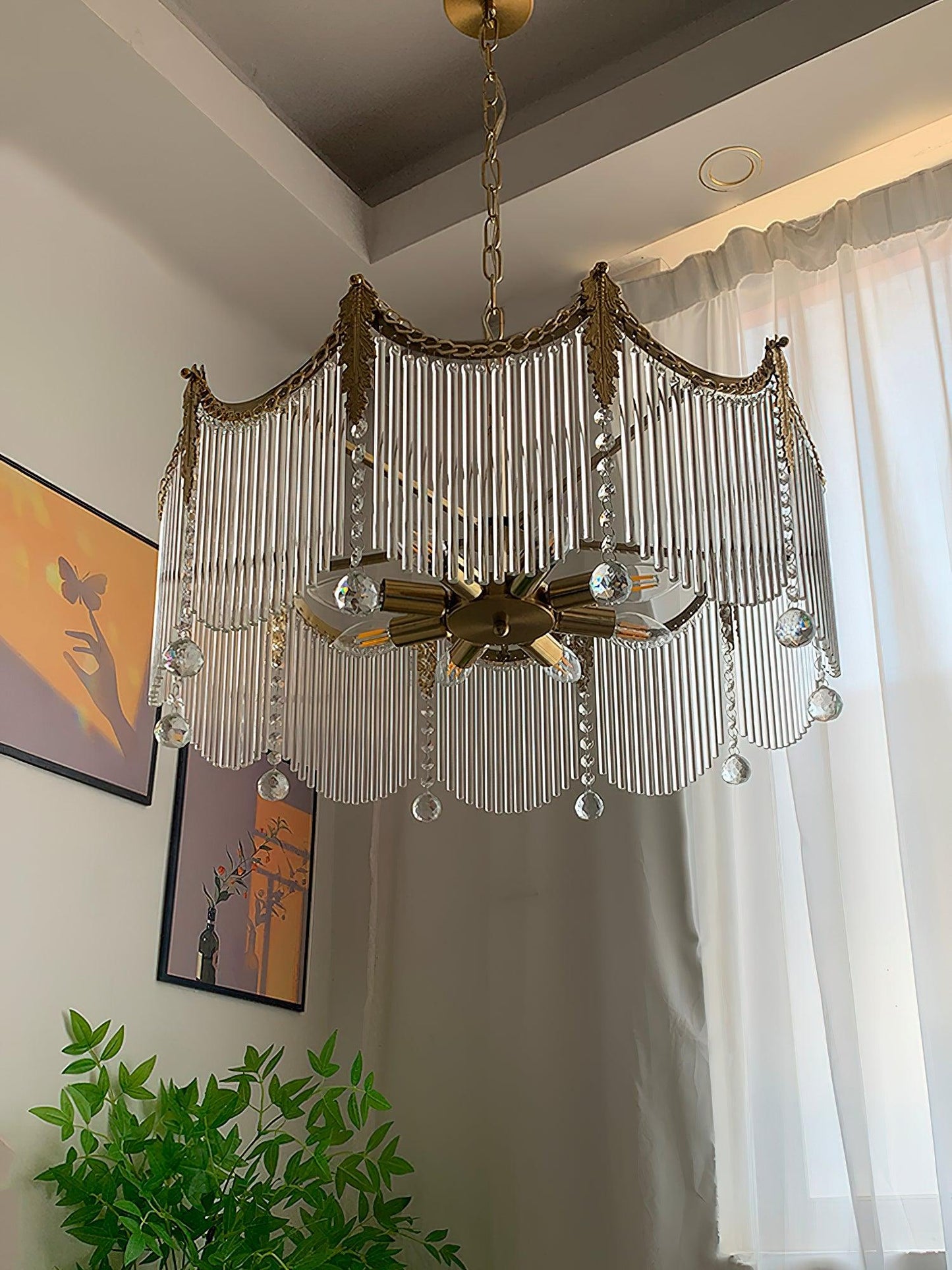 Elegant Vacarro Chandelier with Dimmable LED Lights and Crystal Accent