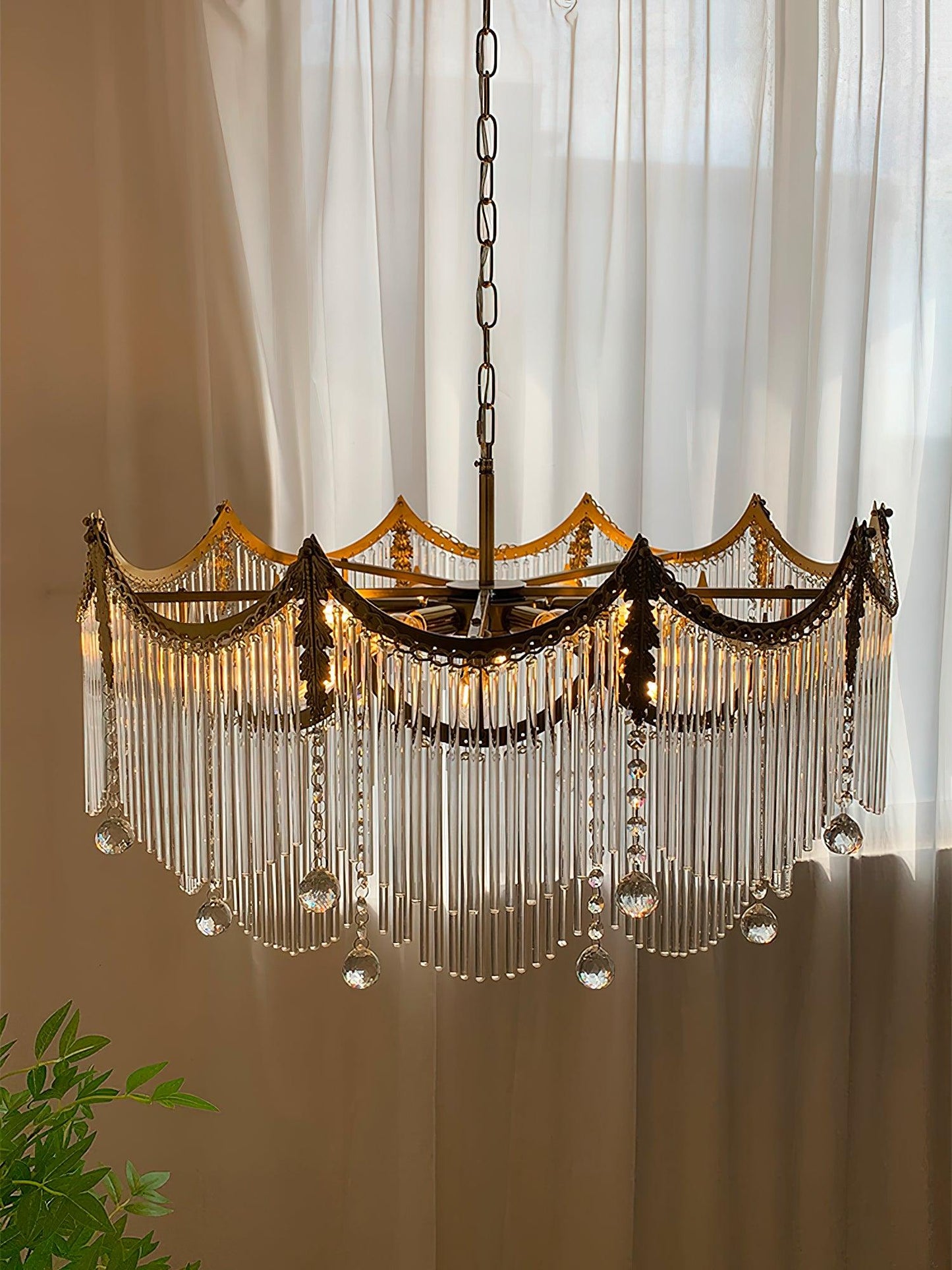Elegant Vacarro Chandelier with Dimmable LED Lights and Crystal Accent