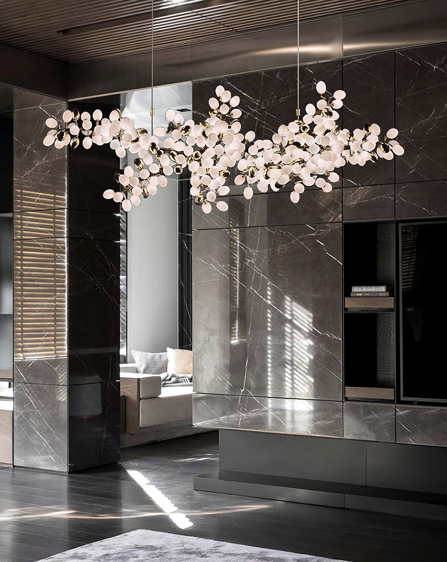 Selene Droplet Chandelier - Elegant Crystal Design with Adjustable Hei
