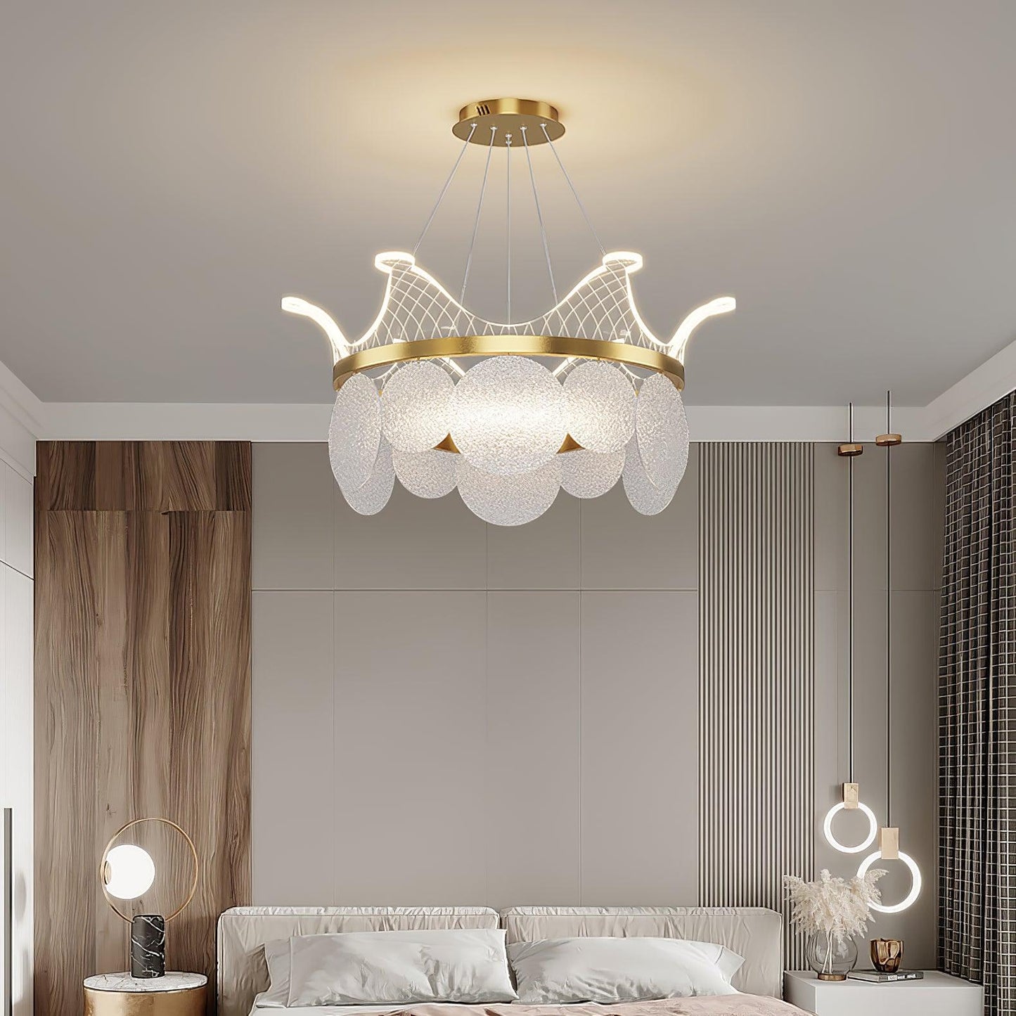 Vassar Crown Chandelier - Elegant Design with Adjustable Height & LED