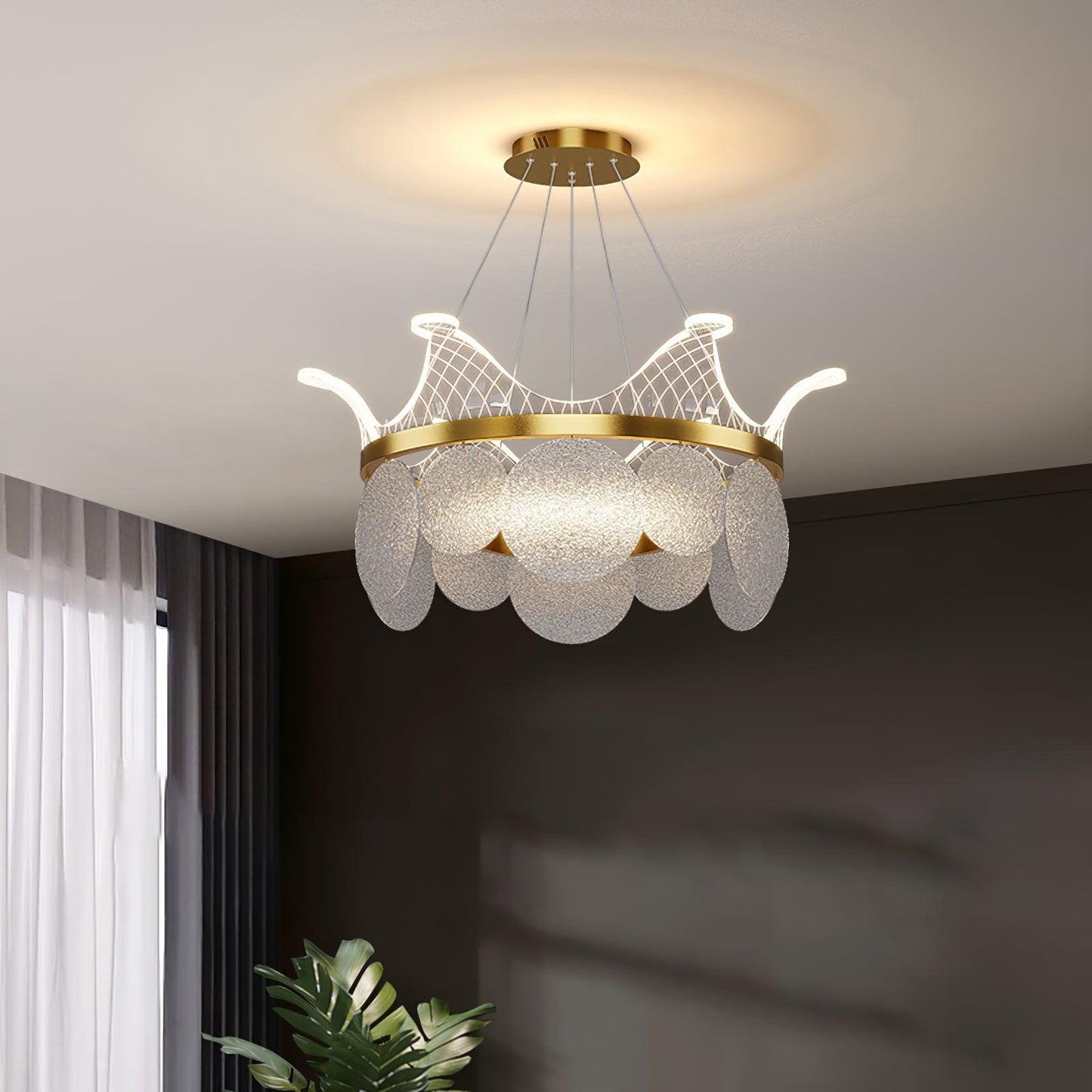 Vassar Crown Chandelier - Elegant Design with Adjustable Height & LED