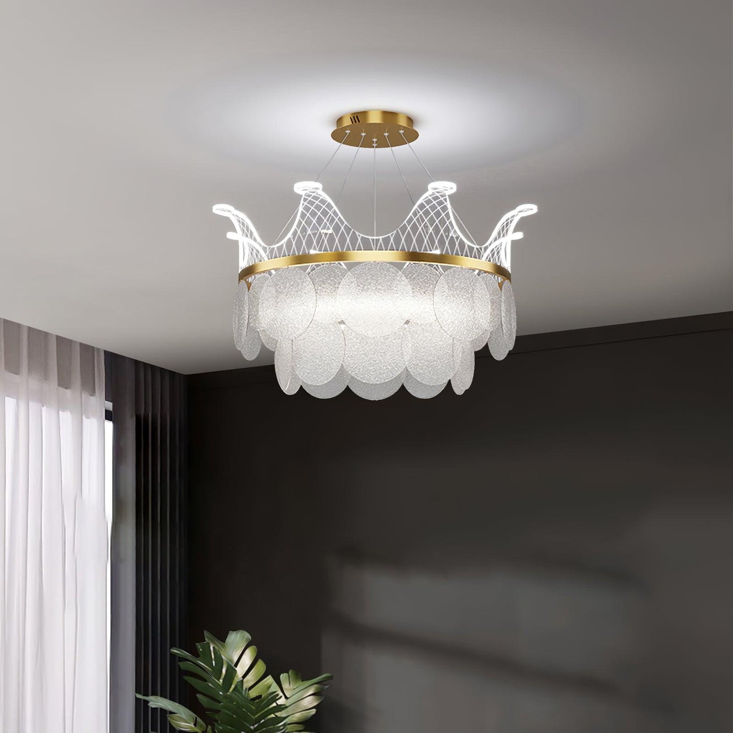 Vassar Crown Chandelier - Elegant Design with Adjustable Height & LED