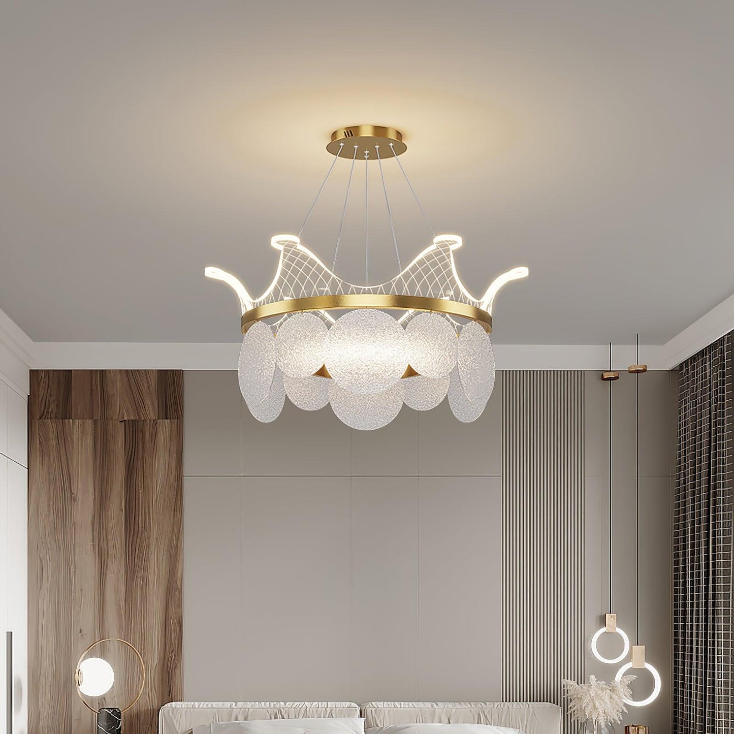 Vassar Crown Chandelier - Elegant Design with Adjustable Height & LED