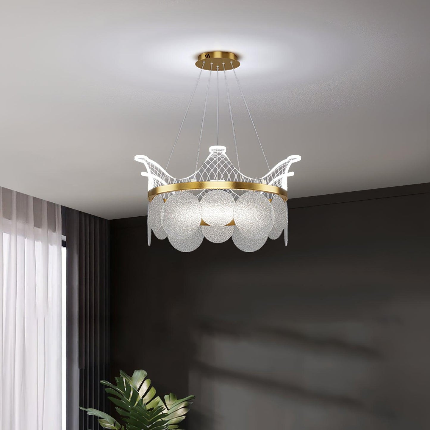 Vassar Crown Chandelier - Elegant Design with Adjustable Height & LED
