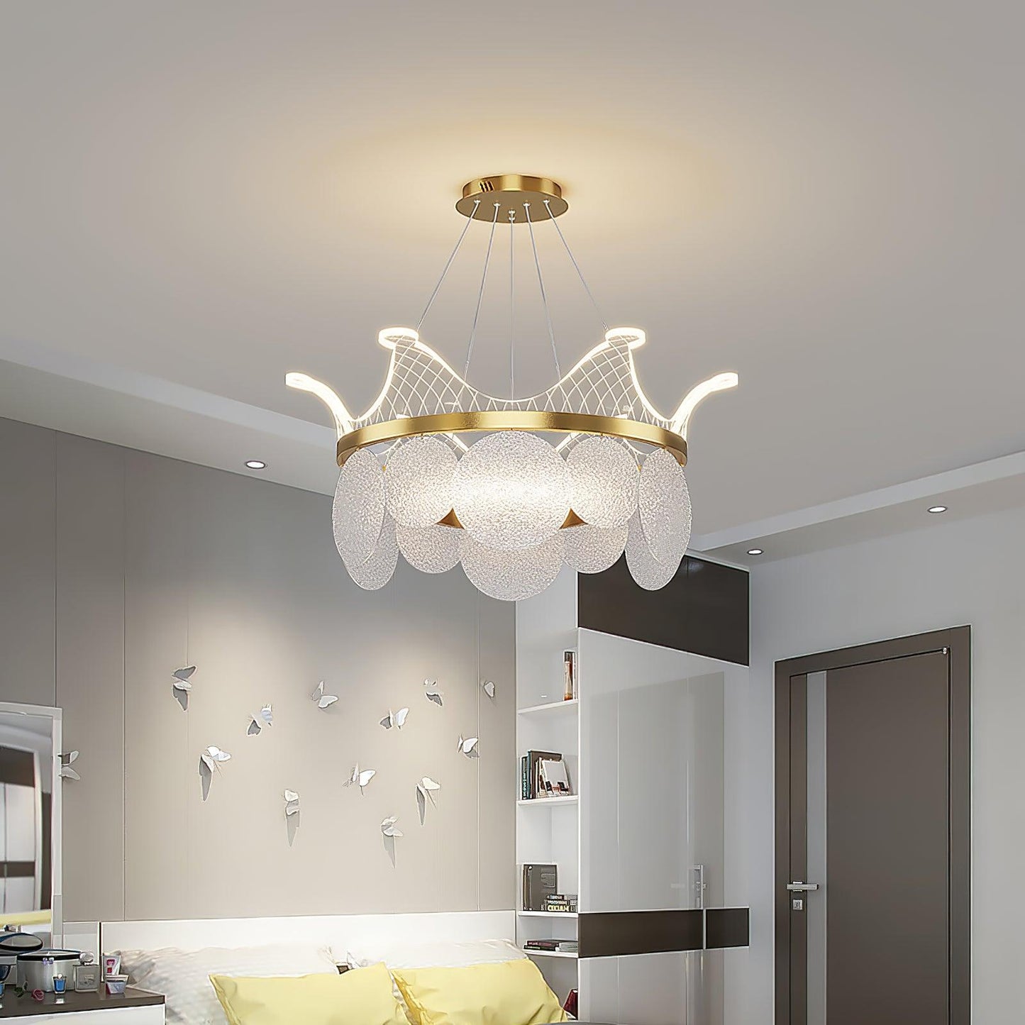Vassar Crown Chandelier - Elegant Design with Adjustable Height & LED