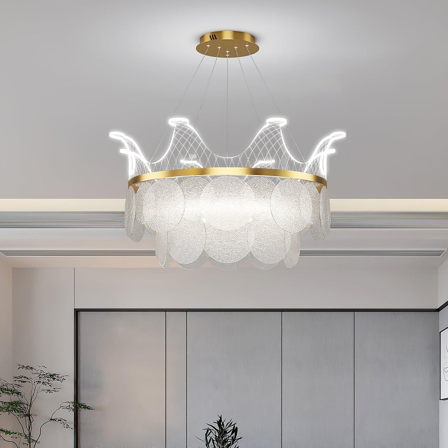 Vassar Crown Chandelier - Elegant Design with Adjustable Height & LED
