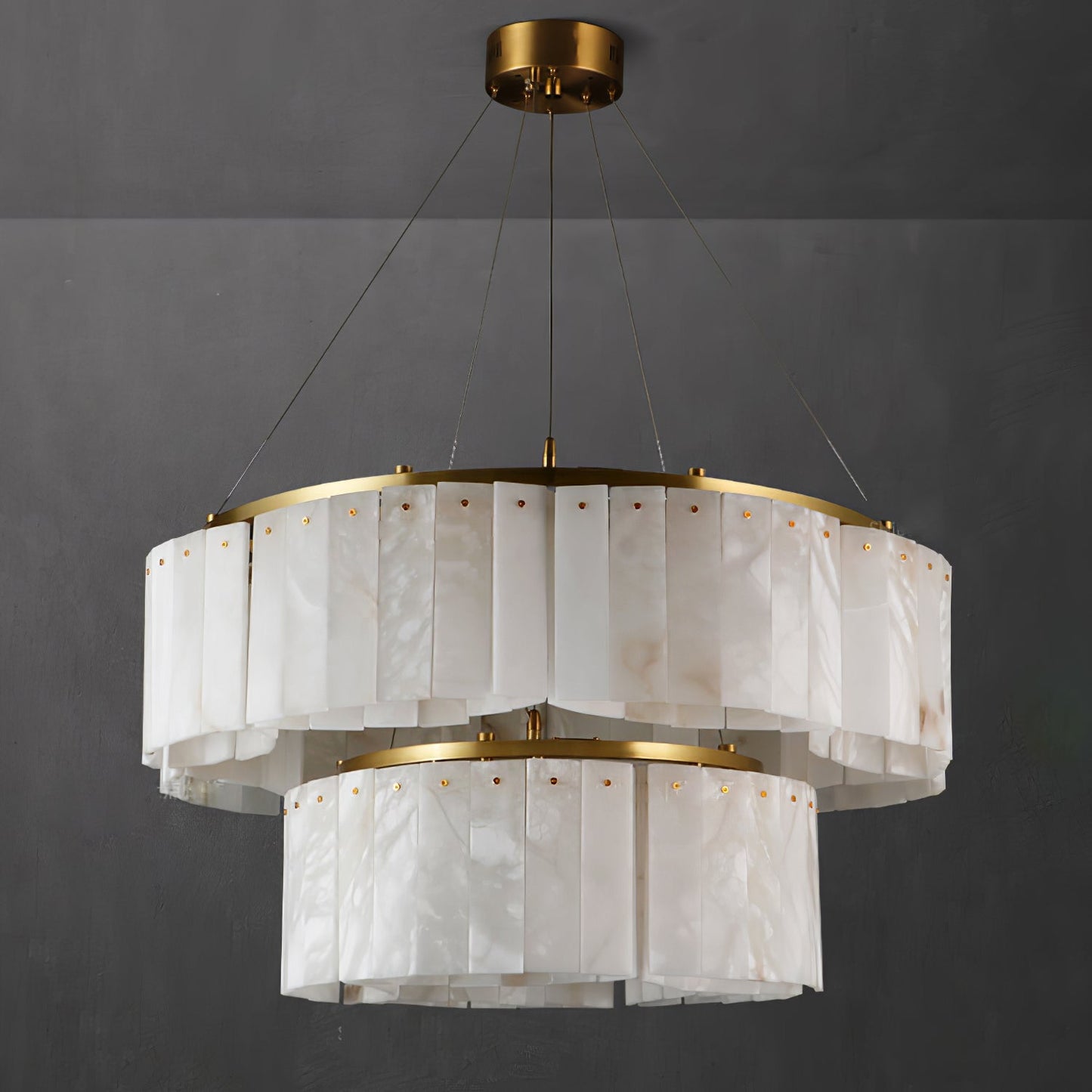 Velaria Alabaster Chandelier - Elegant Lighting with Adjustable Height