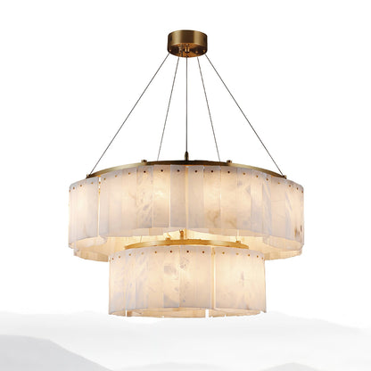 Velaria Alabaster Chandelier - Elegant Lighting with Adjustable Height