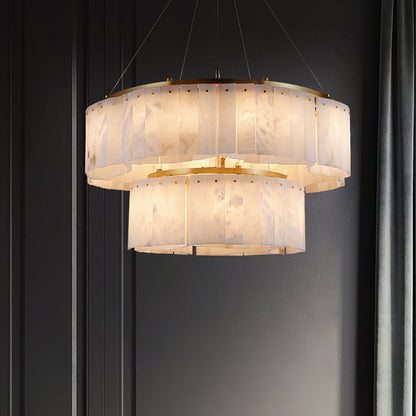 Velaria Alabaster Chandelier - Elegant Lighting with Adjustable Height
