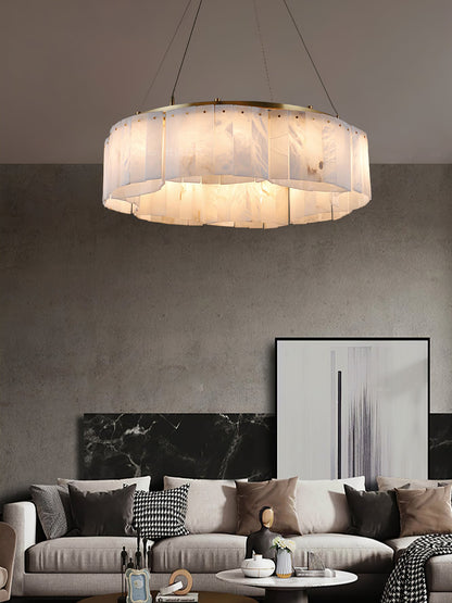 Velaria Alabaster Chandelier - Elegant Lighting with Adjustable Height