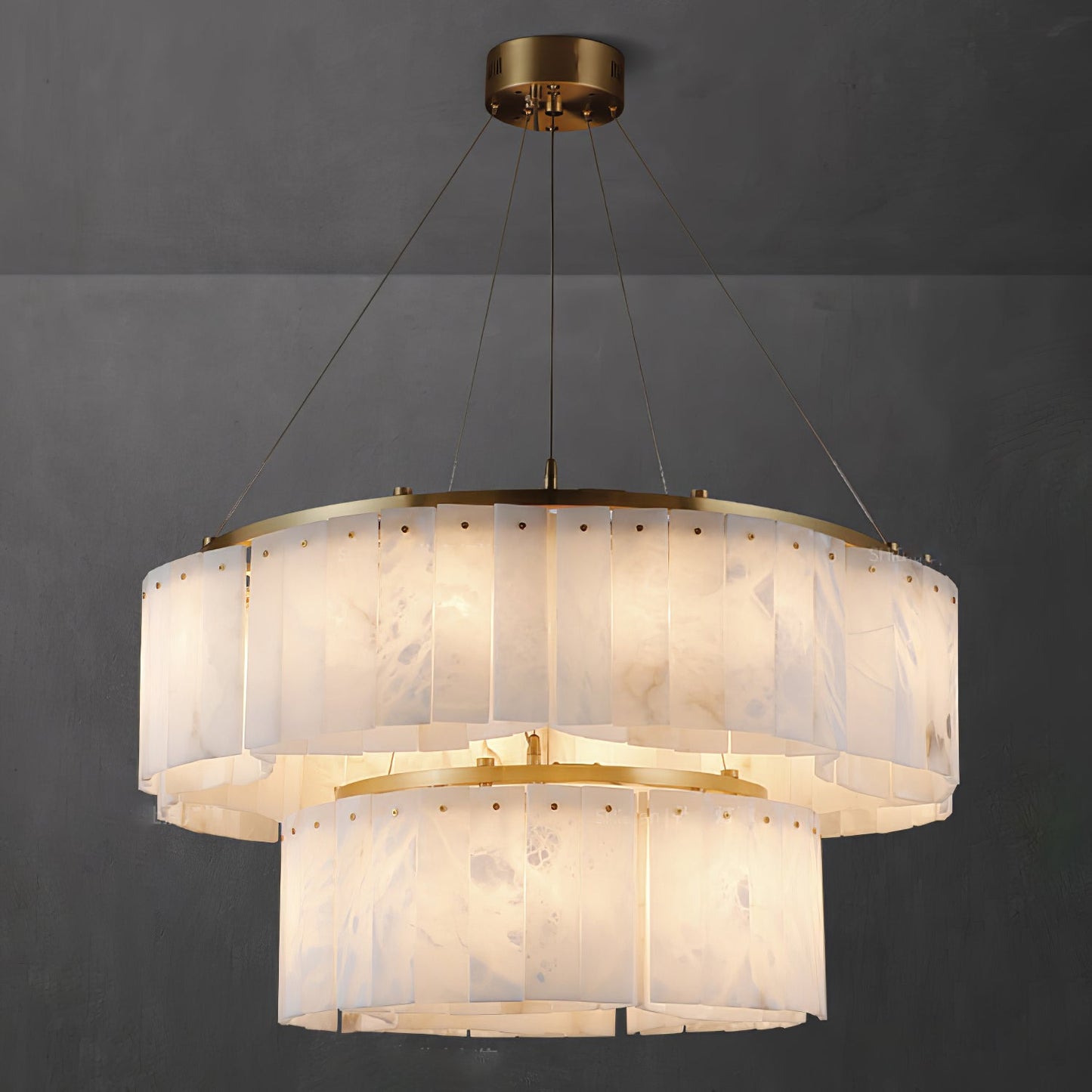 Velaria Alabaster Chandelier - Elegant Lighting with Adjustable Height