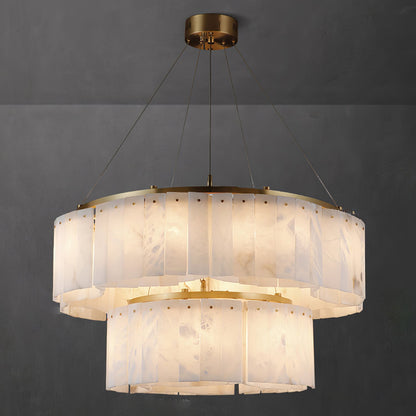 Velaria Alabaster Chandelier - Elegant Lighting with Adjustable Height