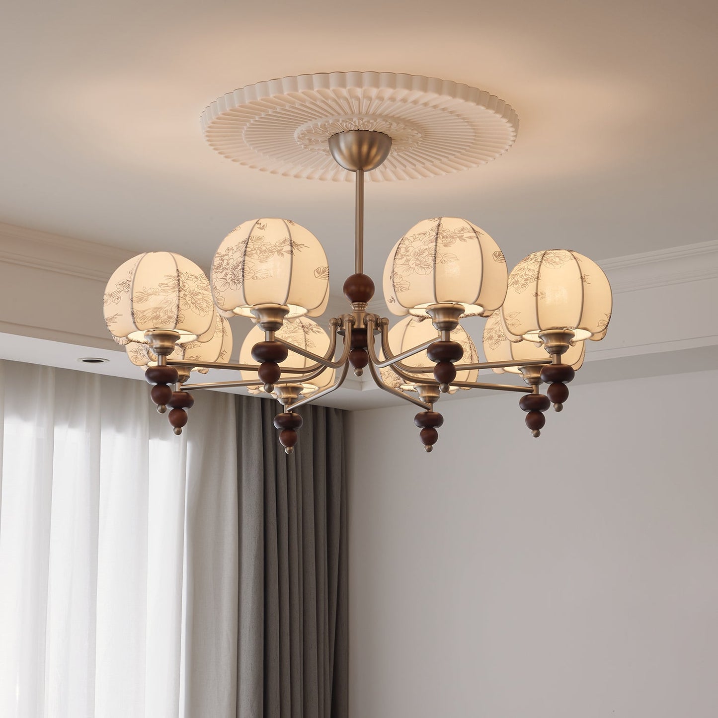 Velvet Petal Chandelier - Elegant Design with Adjustable Height & LED