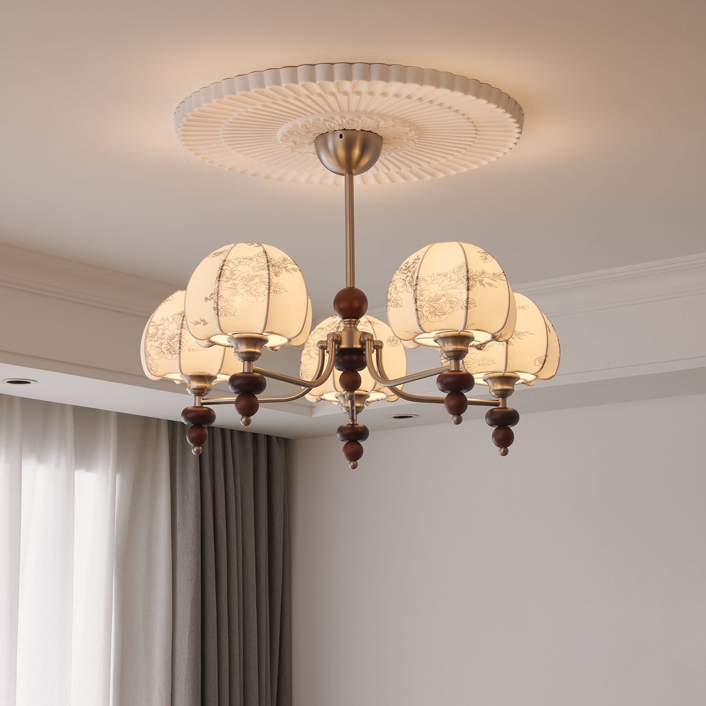 Velvet Petal Chandelier - Elegant Design with Adjustable Height & LED