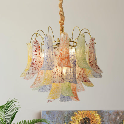 Venini Glass Chandelier - Elegant Design with Adjustable Height & LED