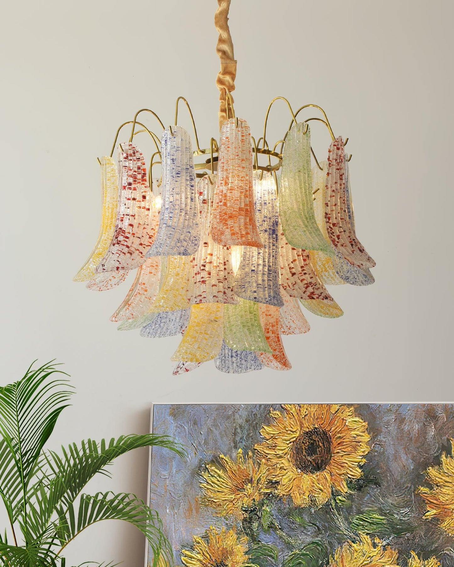 Venini Glass Chandelier - Elegant Design with Adjustable Height & LED